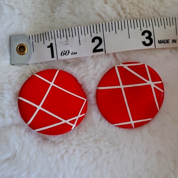 VINTAGE RETRO ROUND RED CIRCLE POST EARRINGS BUNDLE AND SAVE - Picture 2 of 4